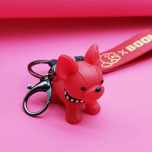 Load image into Gallery viewer, Image of frenchie keychain in the color red