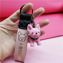 Load image into Gallery viewer, Image of french bullldog keychain in the color pink