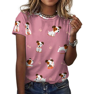 Cutest Jack Russell Terrier Love All Over Print Women's Cotton T-Shirt - 4 Colors-Apparel-Apparel, Jack Russell Terrier, Shirt, T Shirt-17