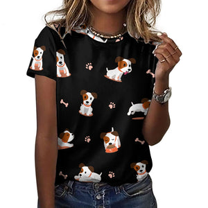 Cutest Jack Russell Terrier Love All Over Print Women's Cotton T-Shirt - 4 Colors-Apparel-Apparel, Jack Russell Terrier, Shirt, T Shirt-19
