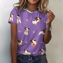Load image into Gallery viewer, Cutest Jack Russell Terrier Love All Over Print Women&#39;s Cotton T-Shirt - 4 Colors-Apparel-Apparel, Jack Russell Terrier, Shirt, T Shirt-Purple-2XS-3