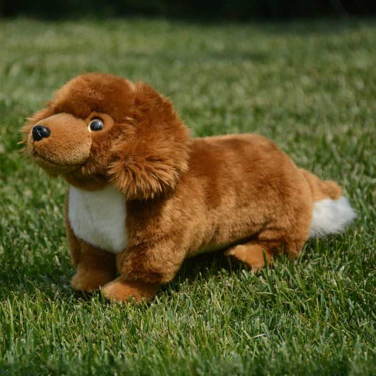 Cutest Long Haired Red Dachshund Stuffed Animal Plush Toy-Stuffed Animals-Dachshund, Home Decor, Stuffed Animal-3