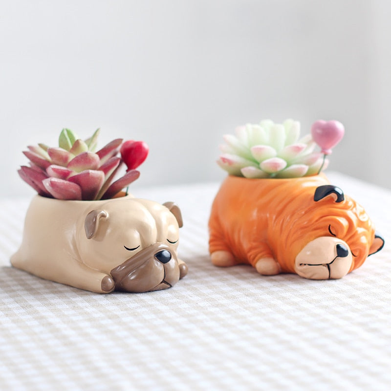 pug succulent planter Cutest Puppy Love Succulent Plants Planters