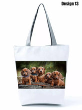 Load image into Gallery viewer, Image of dachshund tote bag in design 13