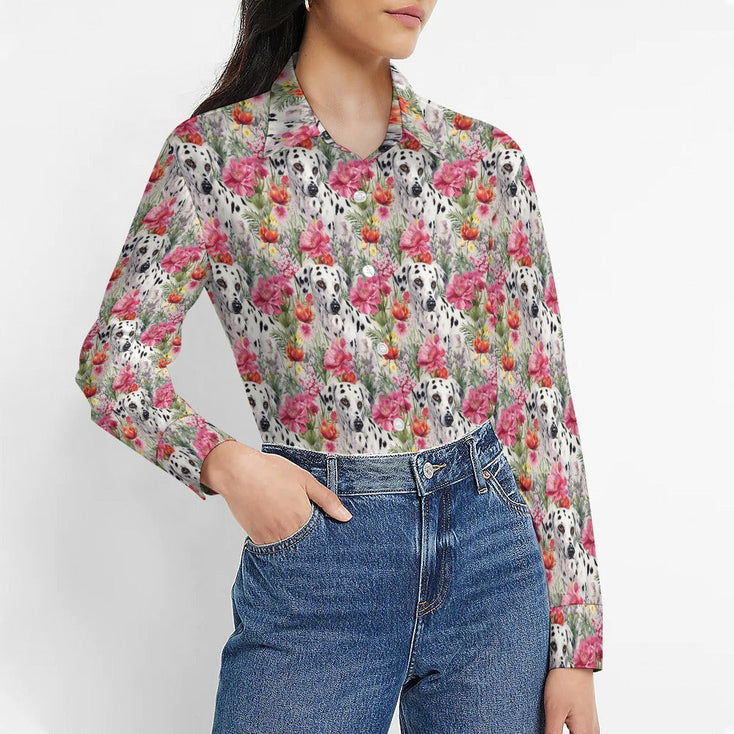 Dalmatian in Bloom Women's Shirt - 2 Designs-Apparel-Apparel, Dalmatian, Shirt-2