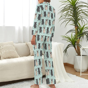Dancing Pugs Love Pajamas Set for Women - 4 Colors-Pajamas-Apparel, Pajamas, Pug, Pug - Black-10