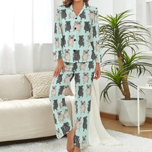 Load image into Gallery viewer, Dancing Pugs Love Pajamas Set for Women - 4 Colors-Pajamas-Apparel, Pajamas, Pug, Pug - Black-Mint Green-S-3