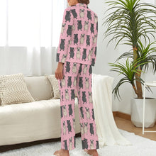 Load image into Gallery viewer, Dancing Pugs Love Pajamas Set for Women - 4 Colors-Pajamas-Apparel, Pajamas, Pug, Pug - Black-8