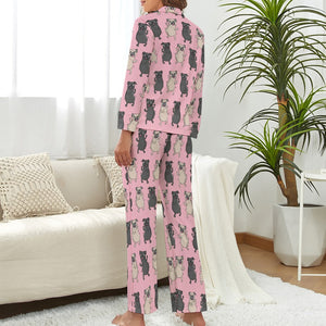Dancing Pugs Love Pajamas Set for Women - 4 Colors-Pajamas-Apparel, Pajamas, Pug, Pug - Black-8