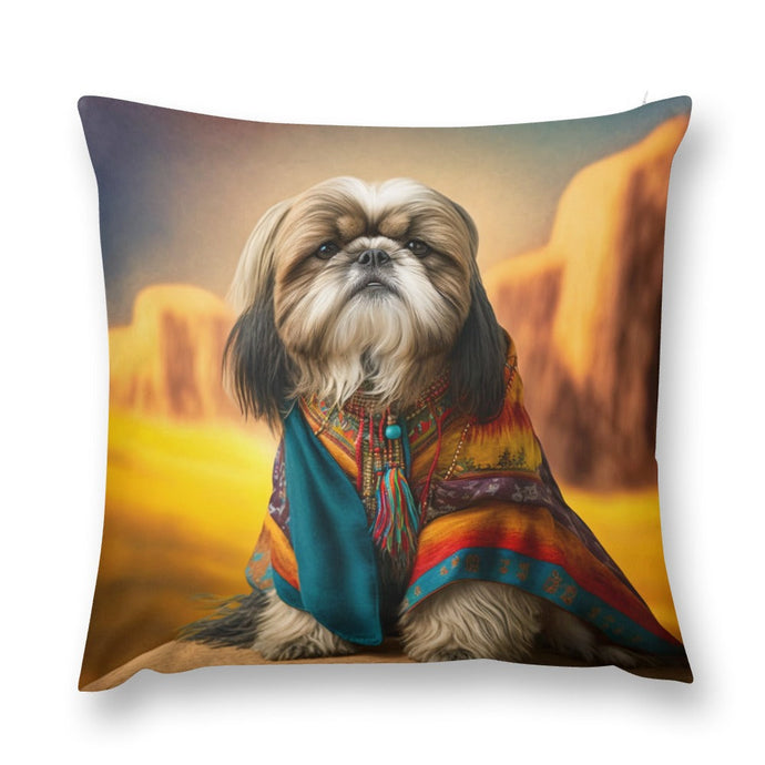 Desert Dreamer Shih Tzu Plush Pillow Case-Cushion Cover-Dog Dad Gifts, Dog Mom Gifts, Home Decor, Pillows, Shih Tzu-3