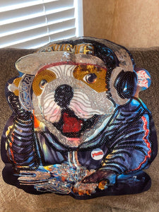 DJ Bulldog Embroidered and Sequinned Sew-on Patch-Apparel-Accessories, Dogs, English Bulldog, Patch-4