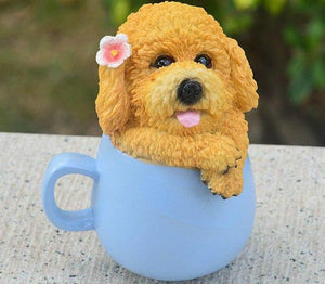 Doodle Love Garden Statues-Home Decor-Cockapoo, Dogs, Doodle, Goldendoodle, Home Decor, Labradoodle, Maltipoo, Statue, Toy Poodle-Doodle Inside a Cup - Yellow-21