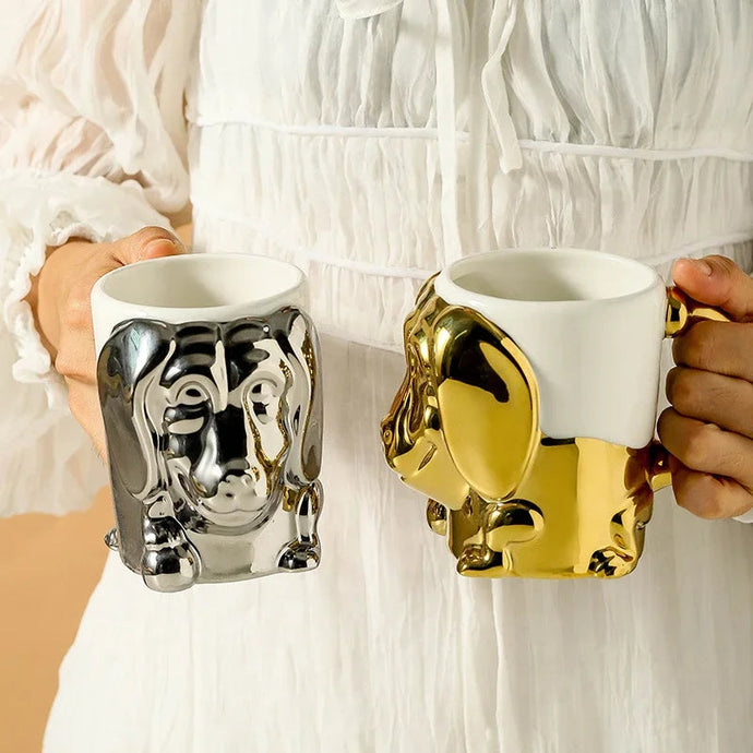 Electroplated 3D Dachshund Ceramic Coffee Mugs-Mug-Accessories, Dachshund, Dog Mom Gifts, Home Decor, Mugs-14