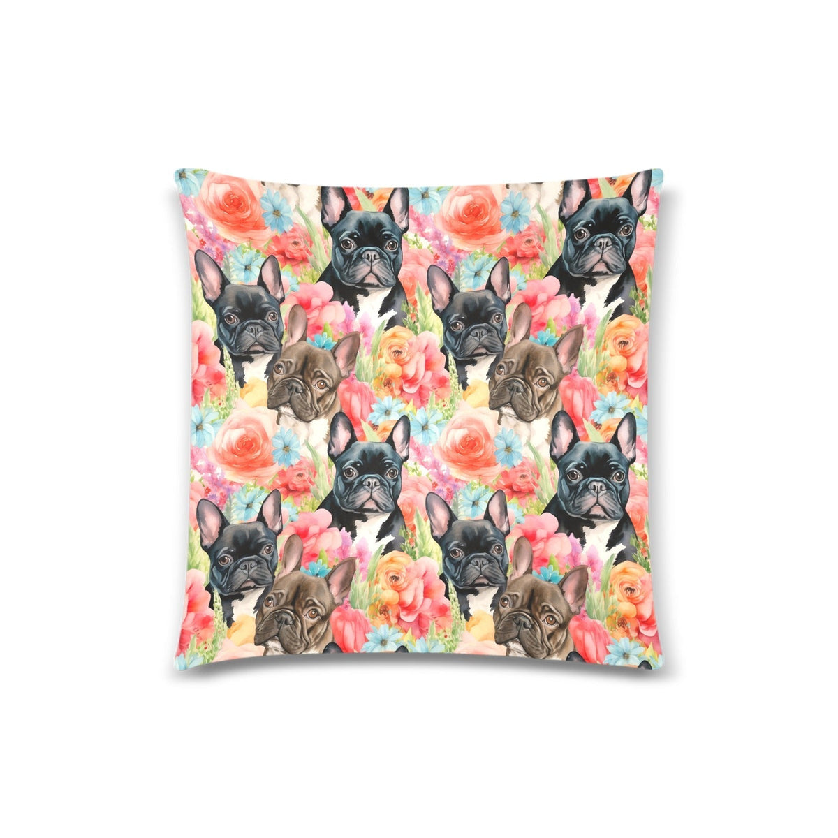 Enchanted Garden French Bulldogs Throw Pillow Cover
