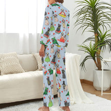 Load image into Gallery viewer, Fancy Dress Pugs Pajama Set for Women-Pajamas-Apparel, Pajamas, Pug, Pug - Black-S-LightSteelBlue-6