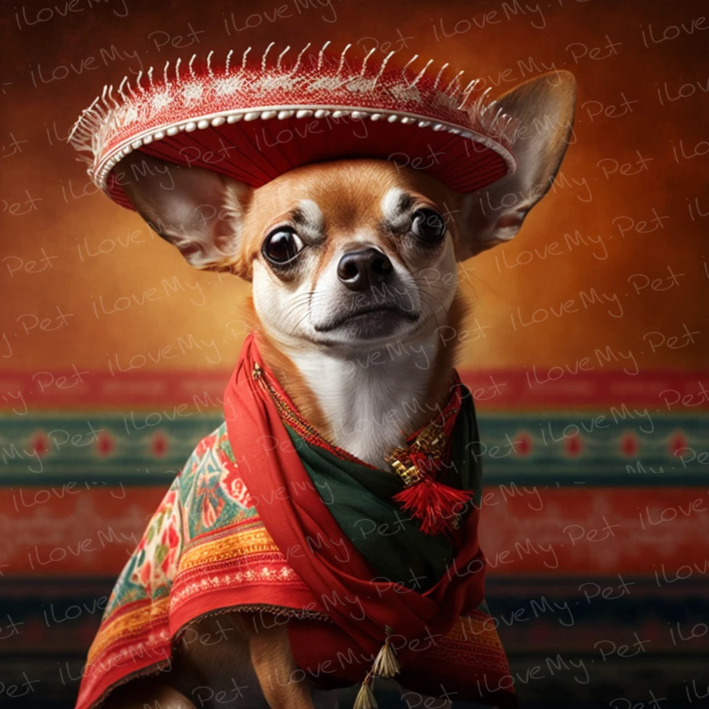 Fiesta Portrait Fawn Red Chihuahua Wall Art Poster-Art-Chihuahua, Dog Art, Home Decor, Poster-1