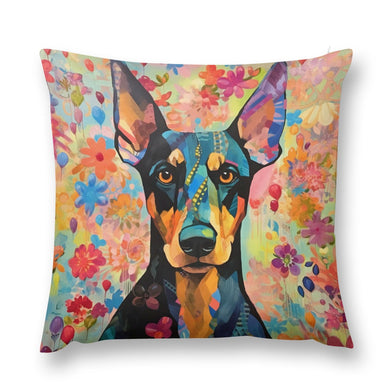 Floral Fantasy Doberman Plush Pillow Case-Cushion Cover-Doberman, Dog Dad Gifts, Dog Mom Gifts, Home Decor, Pillows-12 