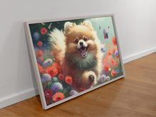 Load image into Gallery viewer, Floral Frolic Pomeranian Wall Art Poster-Art-Dog Art, Home Decor, Pomeranian, Poster-3