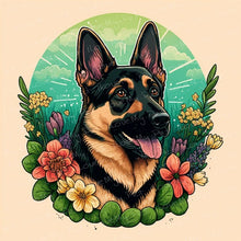 Load image into Gallery viewer, Floral Serenity German Shepherd Wall Art Poster-Art-Dog Art, German Shepherd, Home Decor, Poster-1