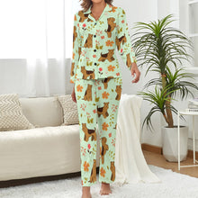 Load image into Gallery viewer, Flower Garden Airedale Terrier Pajamas Set for Women - 4 Colors-Apparel-Airedale Terrier, Apparel, Dogs, Pajamas-Honey Dew-S-2
