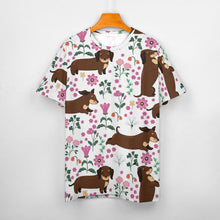 Load image into Gallery viewer, Flower Garden Dachshund All Over Print Women&#39;s Cotton T-Shirts - 4 Colors-Apparel-Apparel, Dachshund, Shirt, T Shirt-5