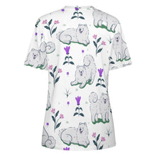 Load image into Gallery viewer, Flower Garden Samoyed All Over Print Women&#39;s Cotton T-Shirts - 6 Colors-Apparel-Apparel, Samoyed, Shirt, T Shirt-18