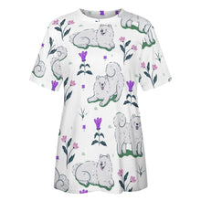 Load image into Gallery viewer, Flower Garden Samoyed All Over Print Women&#39;s Cotton T-Shirts - 6 Colors-Apparel-Apparel, Samoyed, Shirt, T Shirt-19