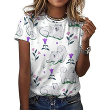 Load image into Gallery viewer, Flower Garden Samoyed All Over Print Women&#39;s Cotton T-Shirts - 6 Colors-Apparel-Apparel, Samoyed, Shirt, T Shirt-20