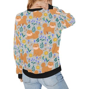 Flower Garden Shiba Inus Women's Sweatshirt-Apparel-Apparel, Shiba Inu, Sweatshirt-11
