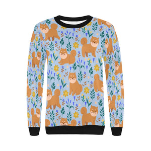 Flower Garden Shiba Inus Women's Sweatshirt-Apparel-Apparel, Shiba Inu, Sweatshirt-14