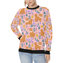 Load image into Gallery viewer, Flower Garden Shiba Inus Women&#39;s Sweatshirt-Apparel-Apparel, Shiba Inu, Sweatshirt-Pink-XS-3