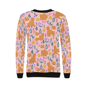 Flower Garden Shiba Inus Women's Sweatshirt-Apparel-Apparel, Shiba Inu, Sweatshirt-5