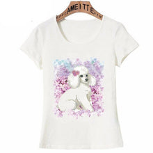 Load image into Gallery viewer, Flowery White Poodle Love Womens T ShirtApparel