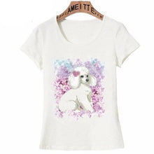 Load image into Gallery viewer, Flowery White Poodle Love Womens T ShirtApparelWhiteXL