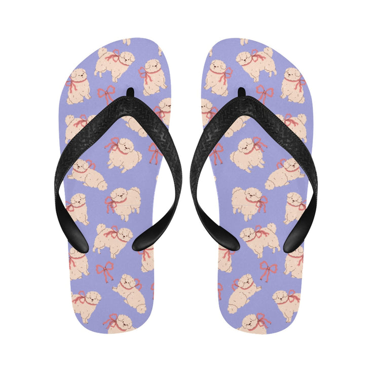 Fluffy Maltese Bliss with Bows Unisex Slippers-19