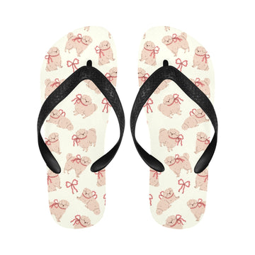 Fluffy Maltese Bliss with Bows Unisex Slippers-4