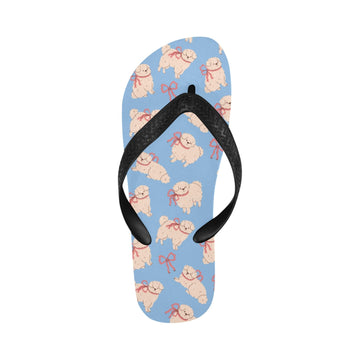 Fluffy Maltese Bliss with Bows Unisex Slippers-LightSkyBlue-S-10