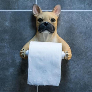 Image of a cutest frenchie toilet roll holder