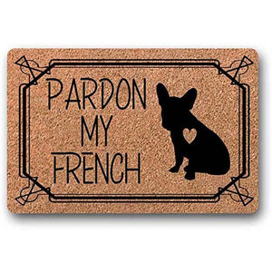 Image of a super cute frenchie doormat