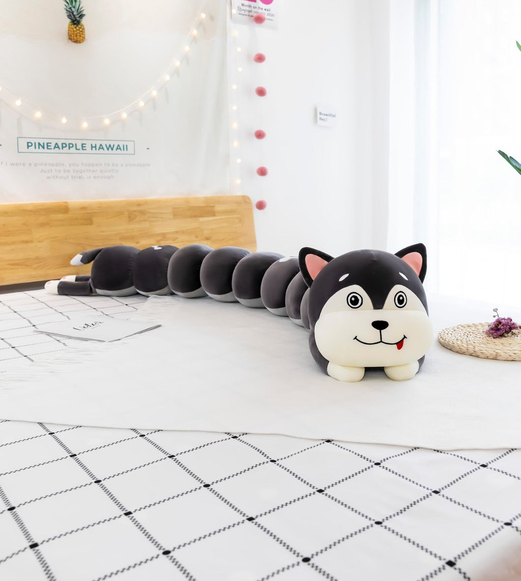 Funny Crazy Caterpillar Husky Plush Toys and Pillows-Stuffed Animals-Home Decor, Siberian Husky, Stuffed Animal-Large-Husky-2