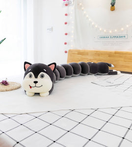 Funny Crazy Caterpillar Husky Plush Toys and Pillows-Stuffed Animals-Home Decor, Siberian Husky, Stuffed Animal-4