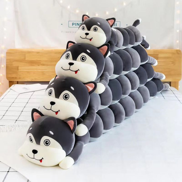 Funny Crazy Caterpillar Husky Plush Toys and Pillows-Stuffed Animals-Home Decor, Siberian Husky, Stuffed Animal-1