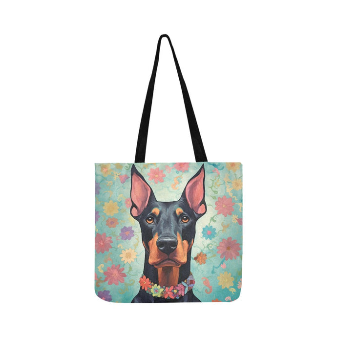 Gentle Guardian Doberman Shopping Tote Bag-Accessories-Accessories, Bags, Doberman, Dog Dad Gifts, Dog Mom Gifts-White-ONESIZE-1