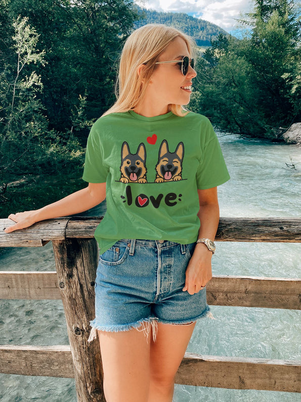 My German Shepherd My Biggest Love Women's Cotton T-Shirt - 4 Colors-Apparel-Apparel, German Shepherd, Shirt, T Shirt-Green-S-3