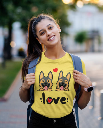 My German Shepherd My Biggest Love Women's Cotton T-Shirt - 4 Colors-Apparel-Apparel, German Shepherd, Shirt, T Shirt-Yellow-S-1