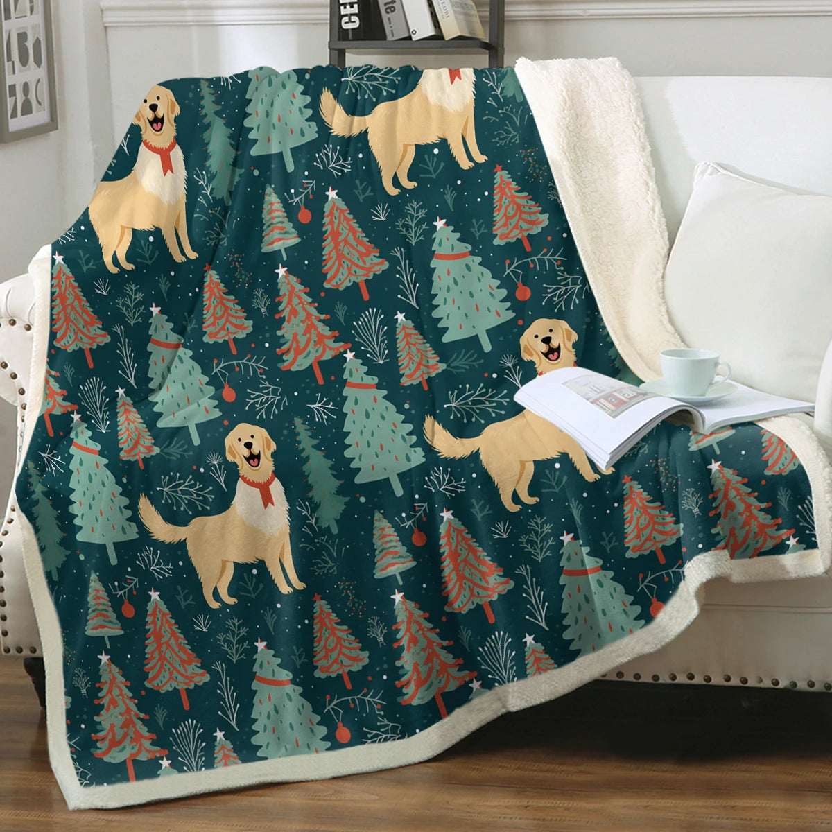 Golden Retriever Dog Christmas Throw deals Blanket & pillow