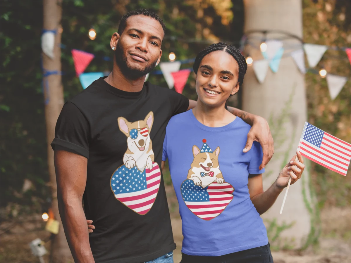 Happy 4th July Corgis Women's Cotton T-Shirts