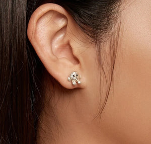 Happy Happy Lhasa Apso Love Silver Stud Earrings-Dog Themed Jewellery-Earrings, Jewellery, Lhasa Apso-CQE1631-14