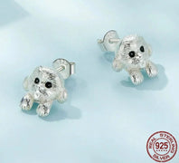 Happy Happy Lhasa Apso Love Silver Stud Earrings-Dog Themed Jewellery-Earrings, Jewellery, Lhasa Apso-CQE1631-6