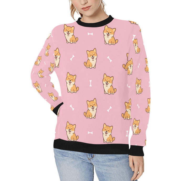 Happy Happy Shiba Love Women's Sweatshirt-Apparel-Apparel, Shiba Inu, Sweatshirt-Pink-XS-1